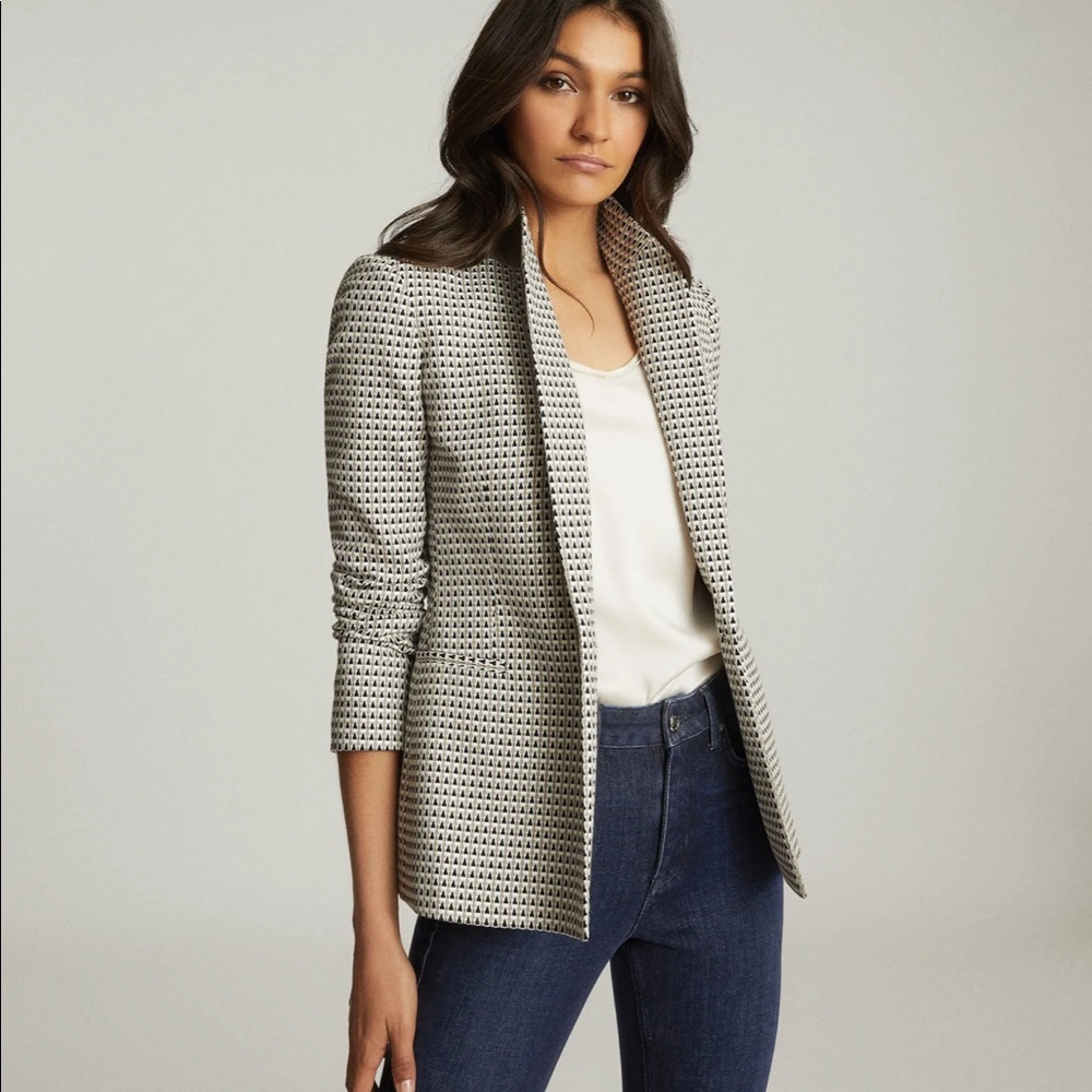 Reiss Astara geometric patterned blazer